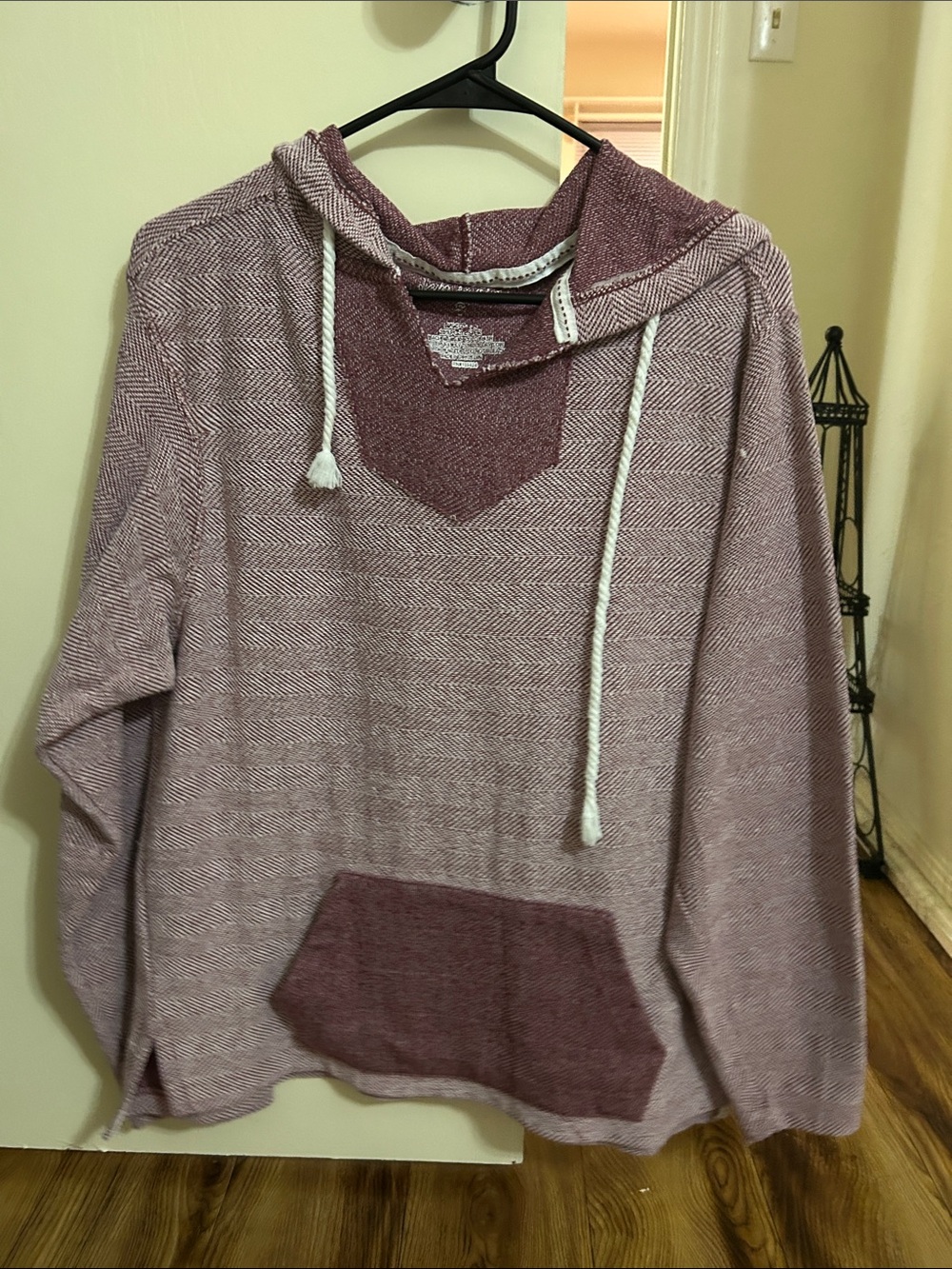Men's Hooded Pullover Sweater - Maroon Heather